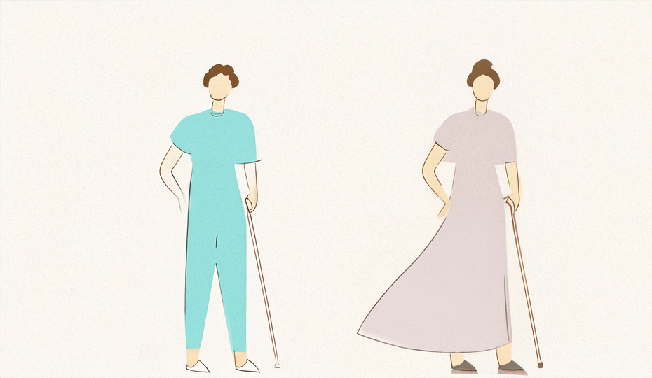 杖を持つ人のイラスト