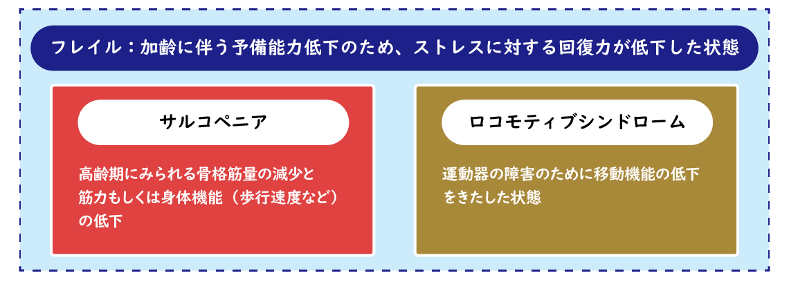 フレイルとサルコペニアとロコモティブシンドロームの違い