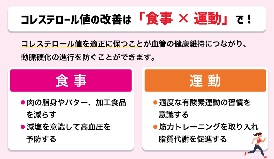 コレステロール値の改善は「食事×運動」で!