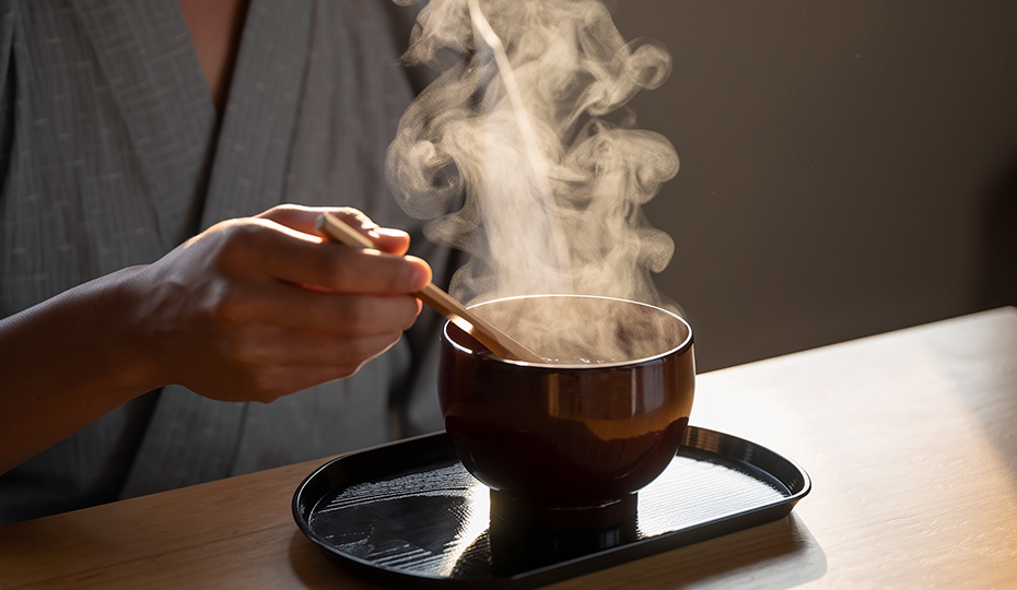 スープを飲む人の手元のイメージ