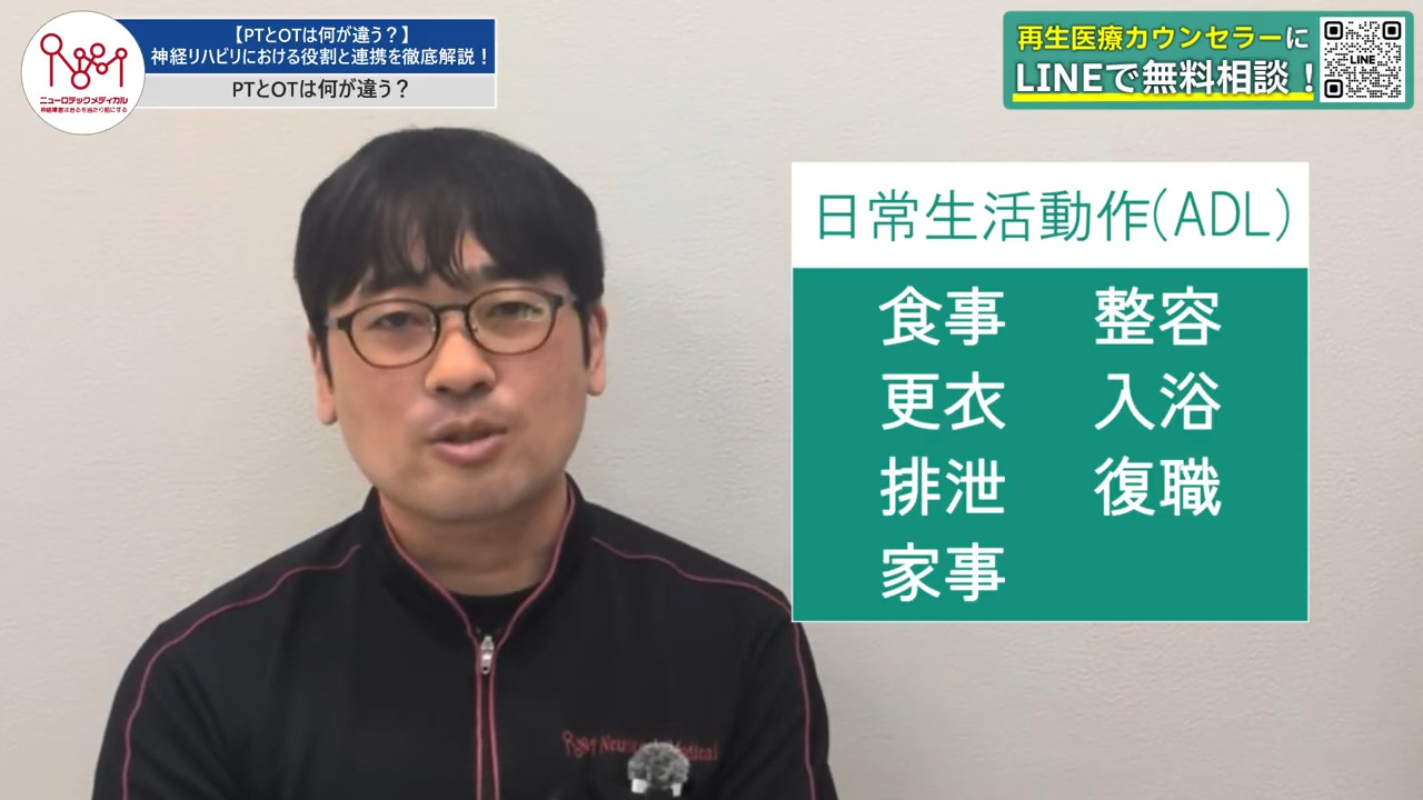 日常生活動作の解説をしている作業療法士