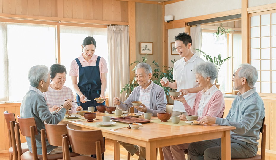 老人ホームの食事風景