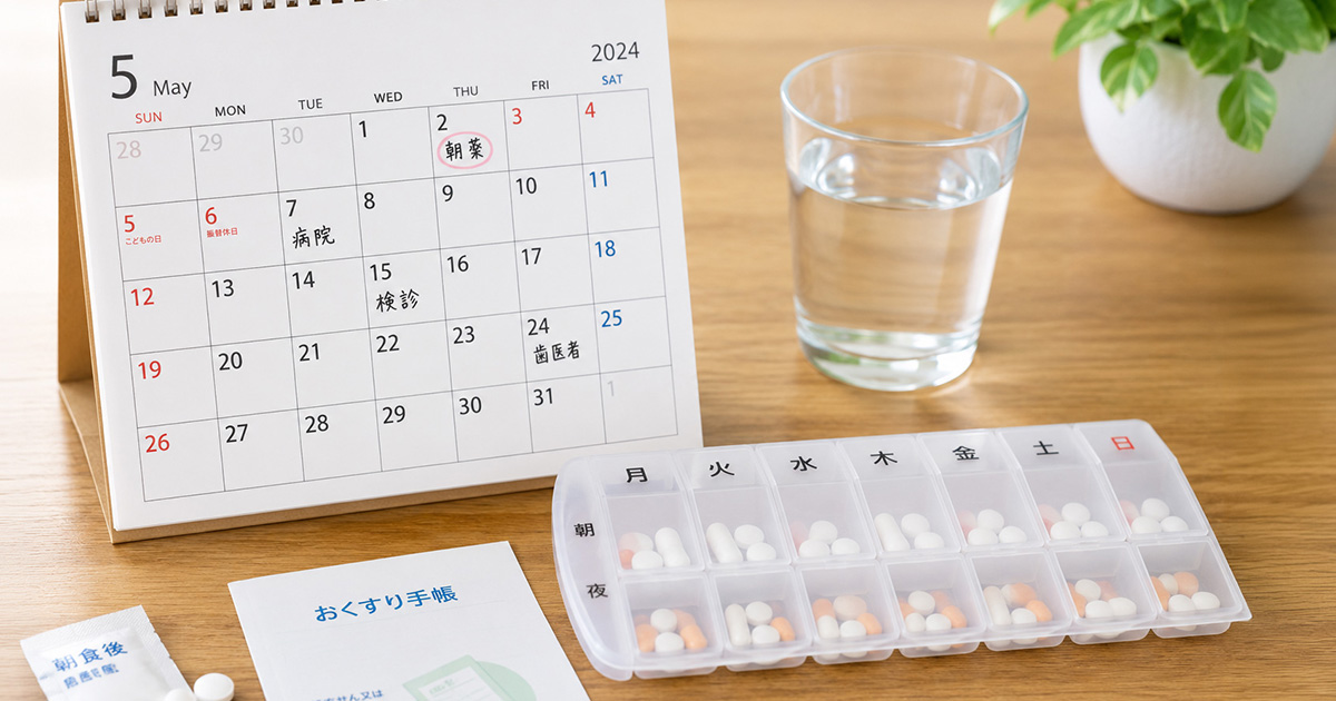 薬を飲む男性